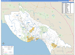 Santa Cruz County Wall Map Basic Style 2026